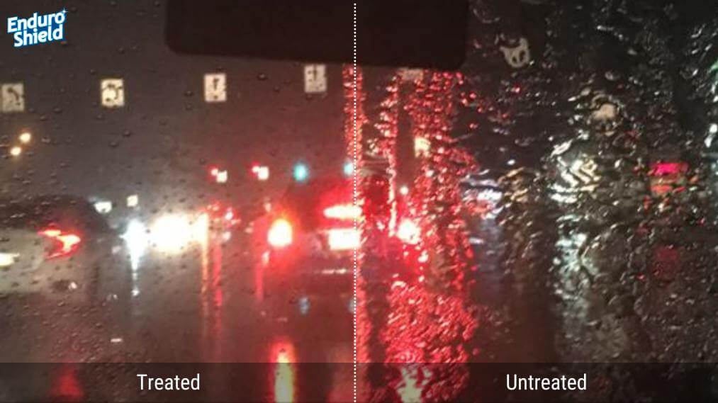 night driving with enduroshield rain repellent shows improved vision