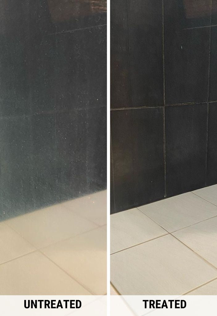 before after using enduroshield glass treatment